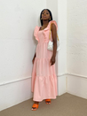 Pink Ruffle Dress | Mollie Pink Cotton Ruffle Tiered Midi Dress