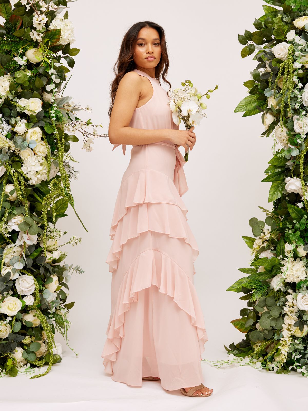 pink chiffon high neck maxi dress Sleeveless Maxi Ashton in Cerise Chiffon | S