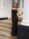 Black Sequin Slip Maxi Dress 
