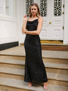 Black Sequin Slip Maxi Dress 