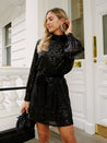 Black Sequin High Neck Mini Dress