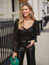 Black Sequin Balloon sleeve Top 