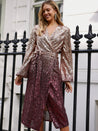 Sequin Wrap Midi Dress | Taylor Sequin Midi Dress / Pink Ombre