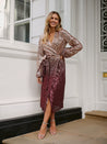 Sequin Wrap Midi Dress | Taylor Sequin Midi Dress / Pink Ombre