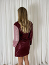 Sequin Wrap Dress in Pink & Red