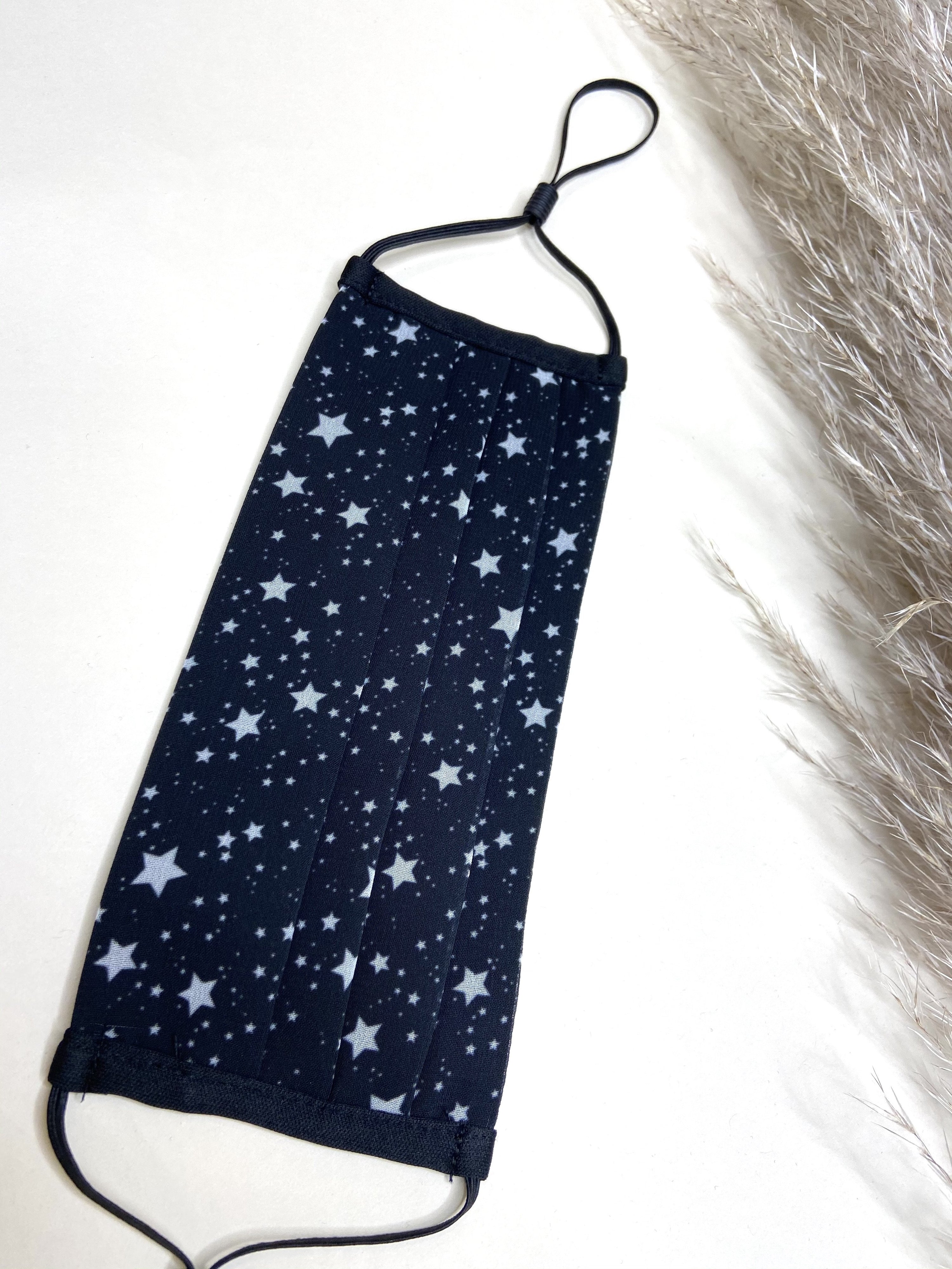 Star Print Washable Face Covering In Black and White - ADJUSTABLE