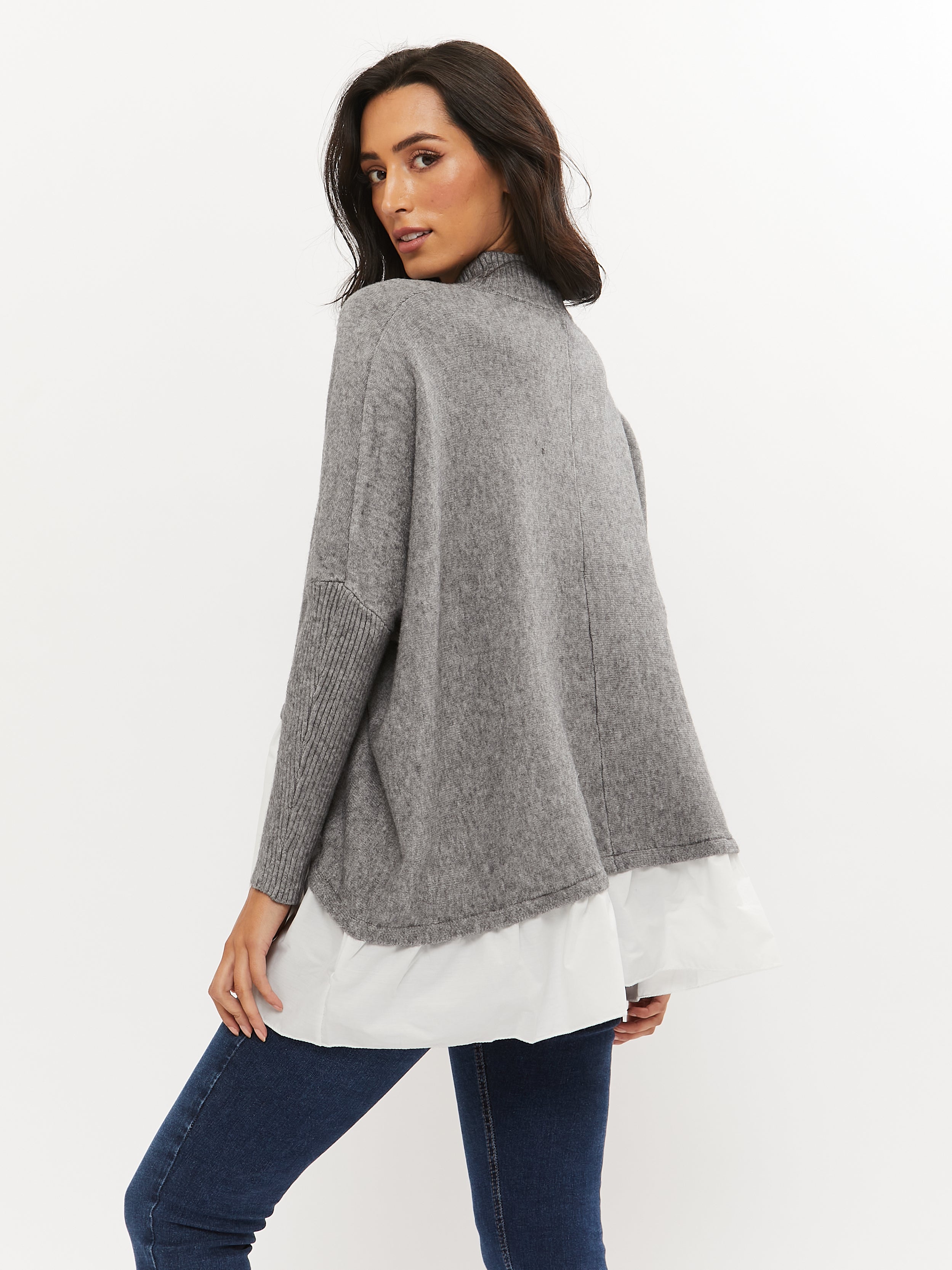 Grey Jumper with Shirt Underneath