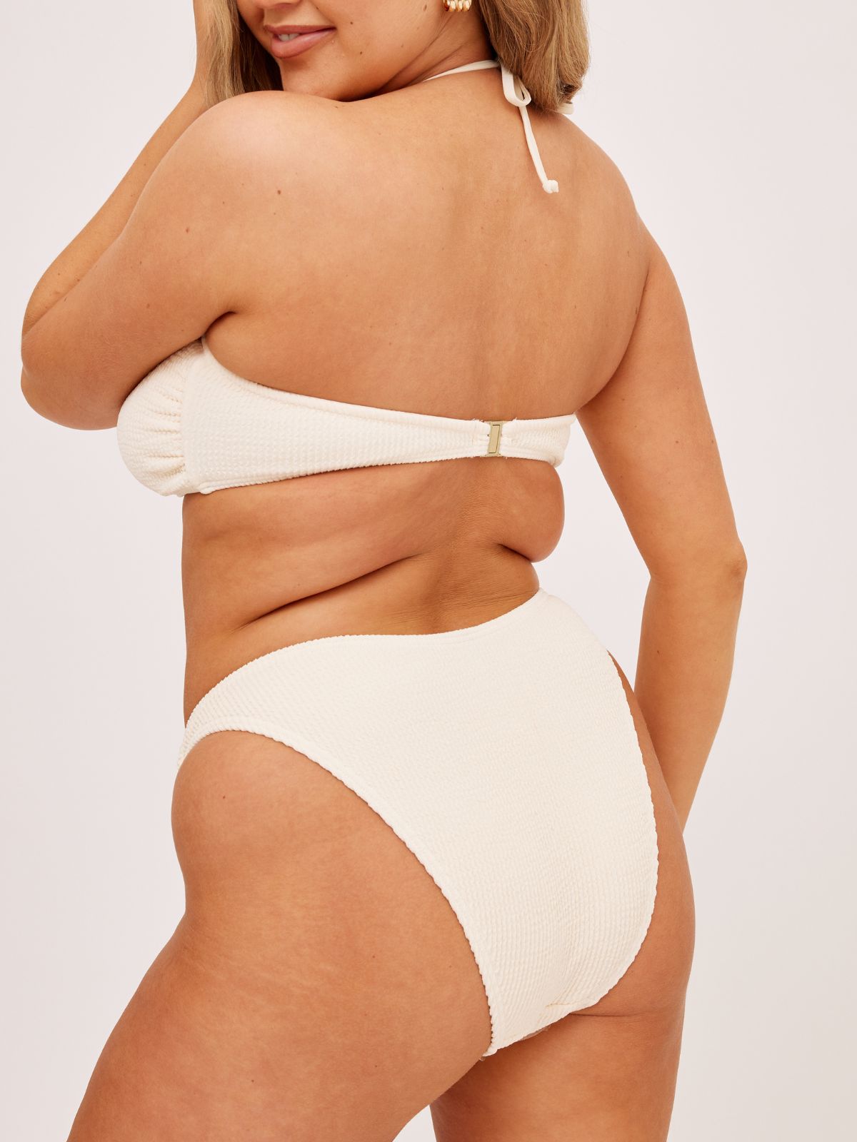 4th & Reckless hulu high waist full coverage bikini bottom in cream crinkle