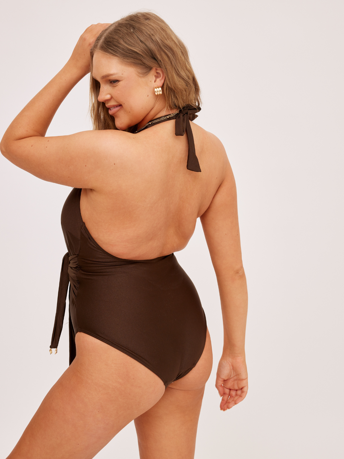 South Beach Dominica Plunge Wrap Swimsuit / Chocolate