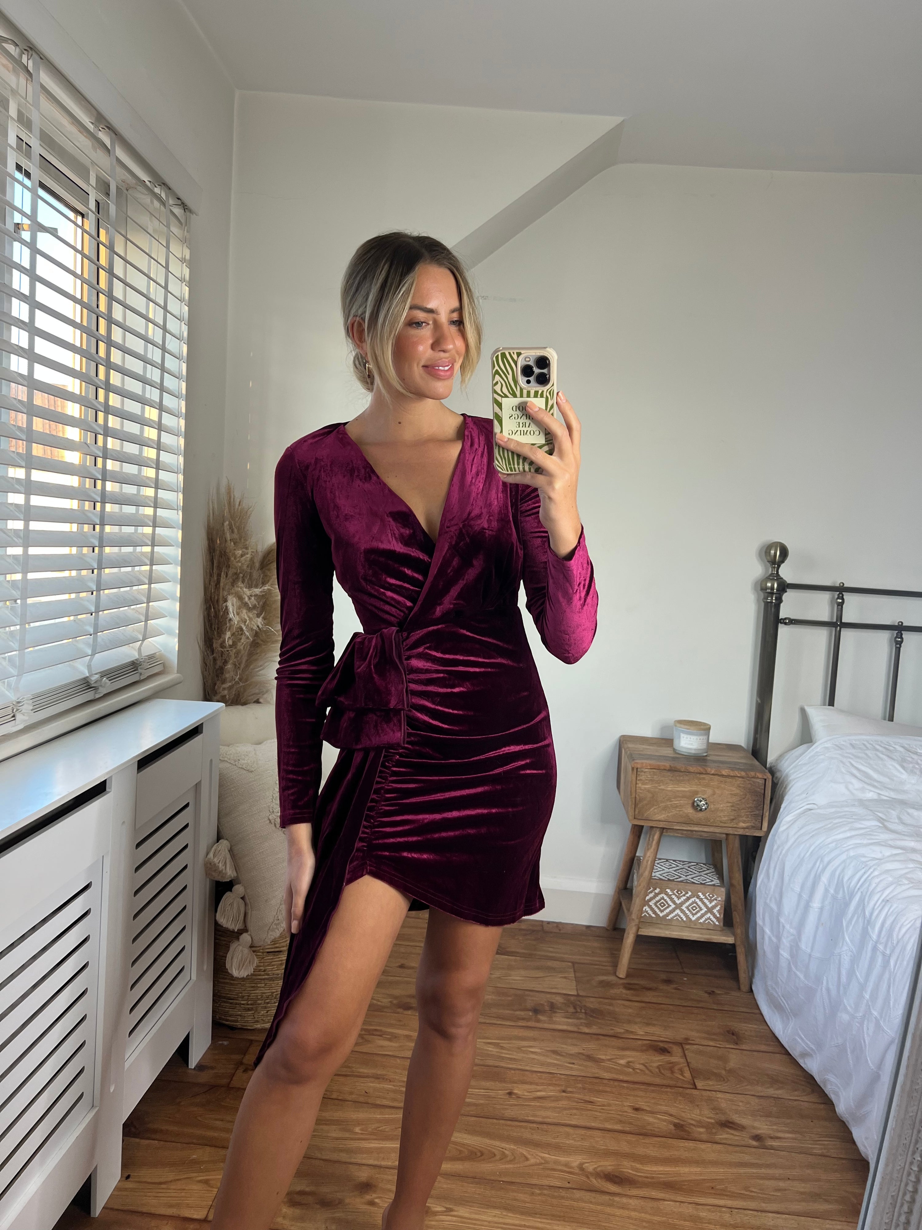 Darcy Velvet Mini Dress / Wine