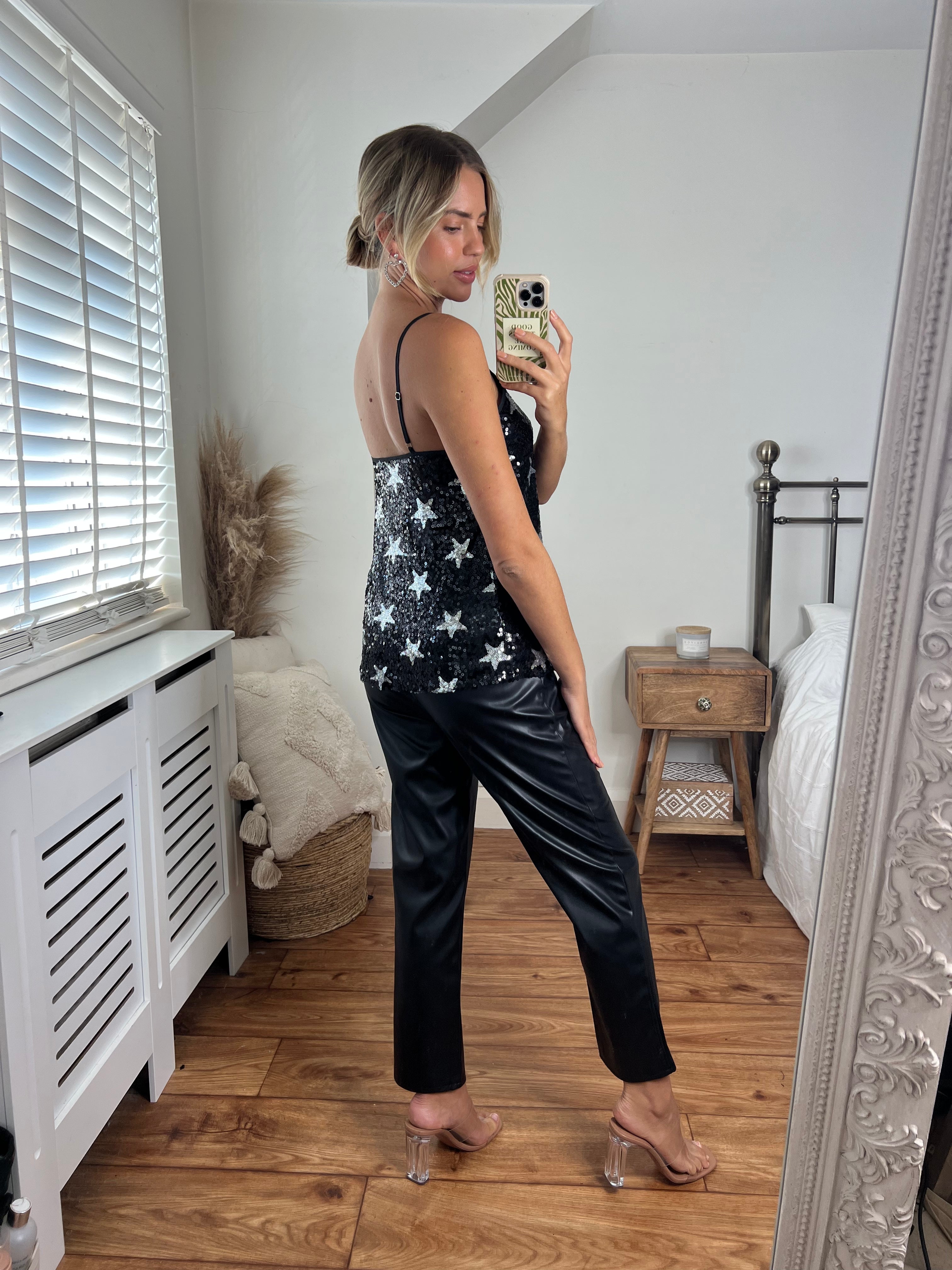 Black sequin top outlet outfit