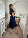 Navy Midi Ruffle Dress