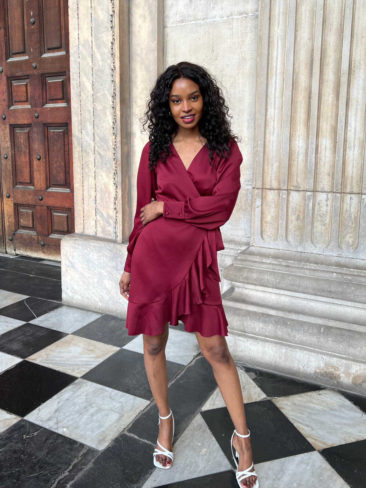 Mini red online wrap dress