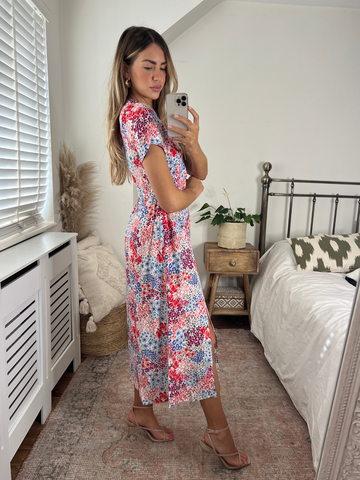V Neck Floral Midi Dress | Winnie Ditsy Floral Midi Dress – Style Cheat