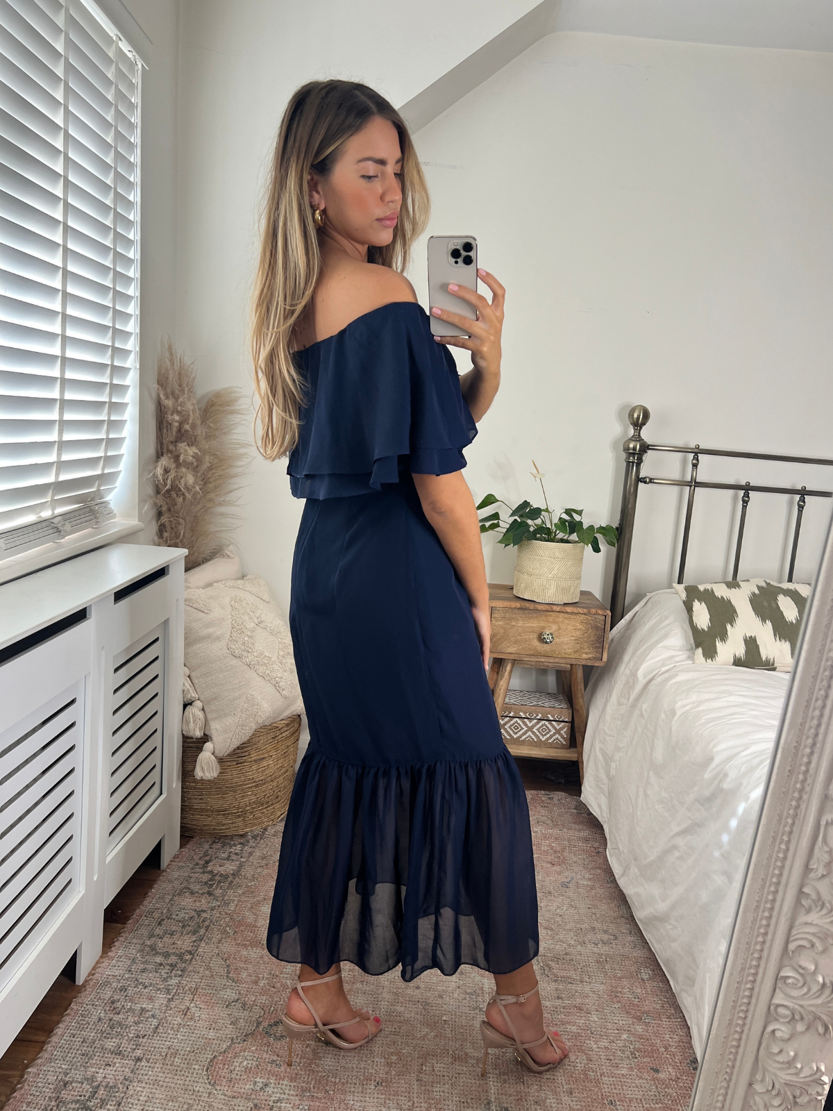 Navy bandeau shop dress