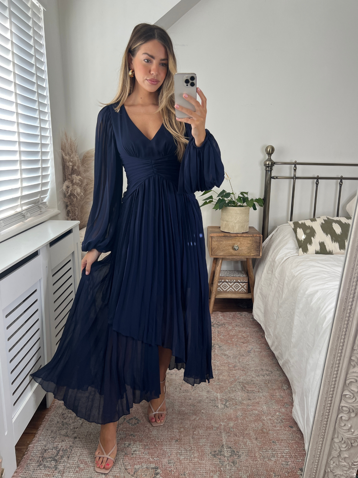 Navy Long Sleeve Maxi Dress Toni Pleated Maxi Dress Style Cheat
