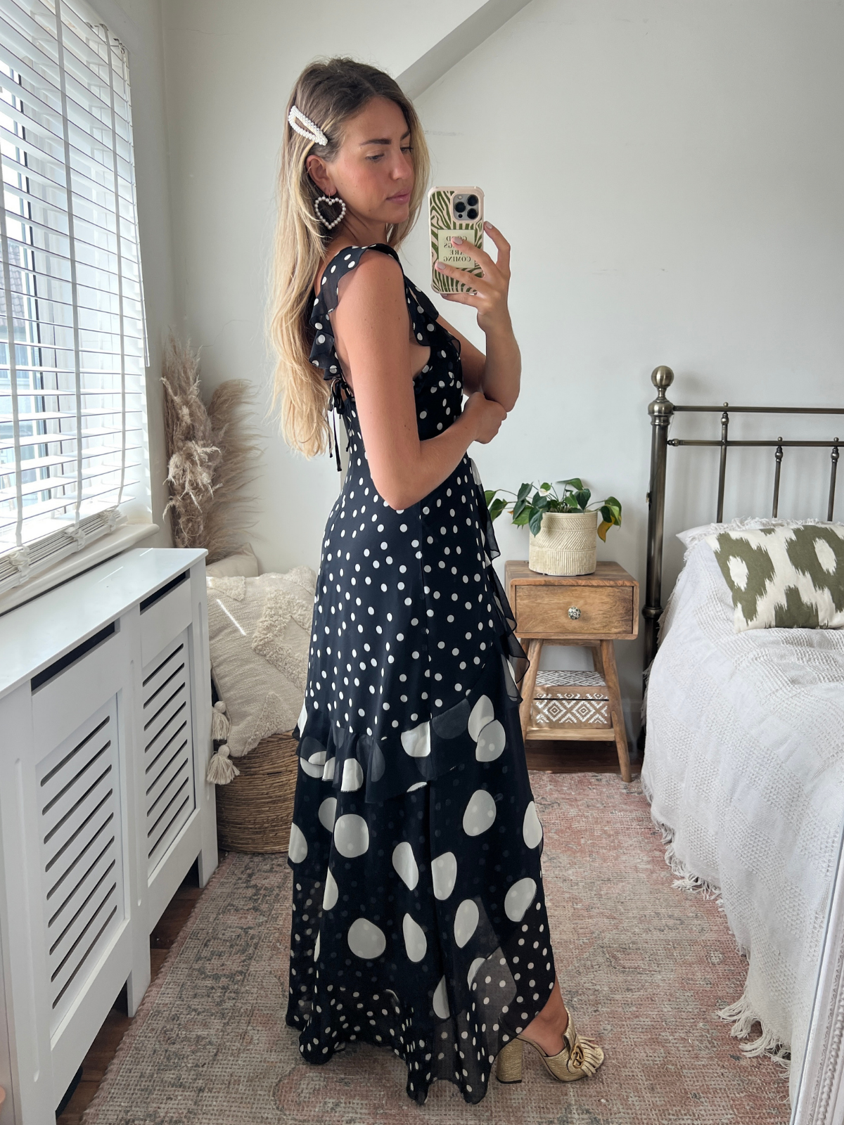White and hot sale black ruffle dress