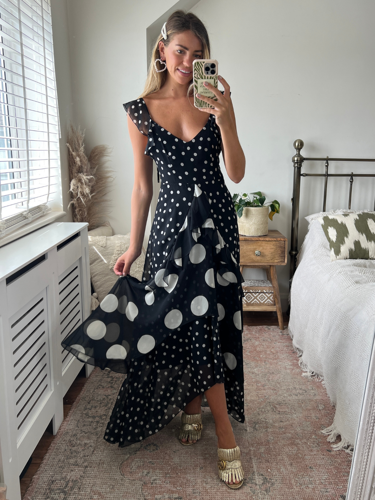 Retro Polka Dots Black Corset Bone Mesh Overlay Tulle Midi Dress – sunifty