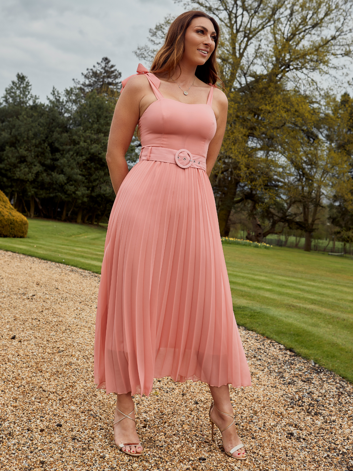 Vanessa Tie Shoulder Dress / Dusky Rose
