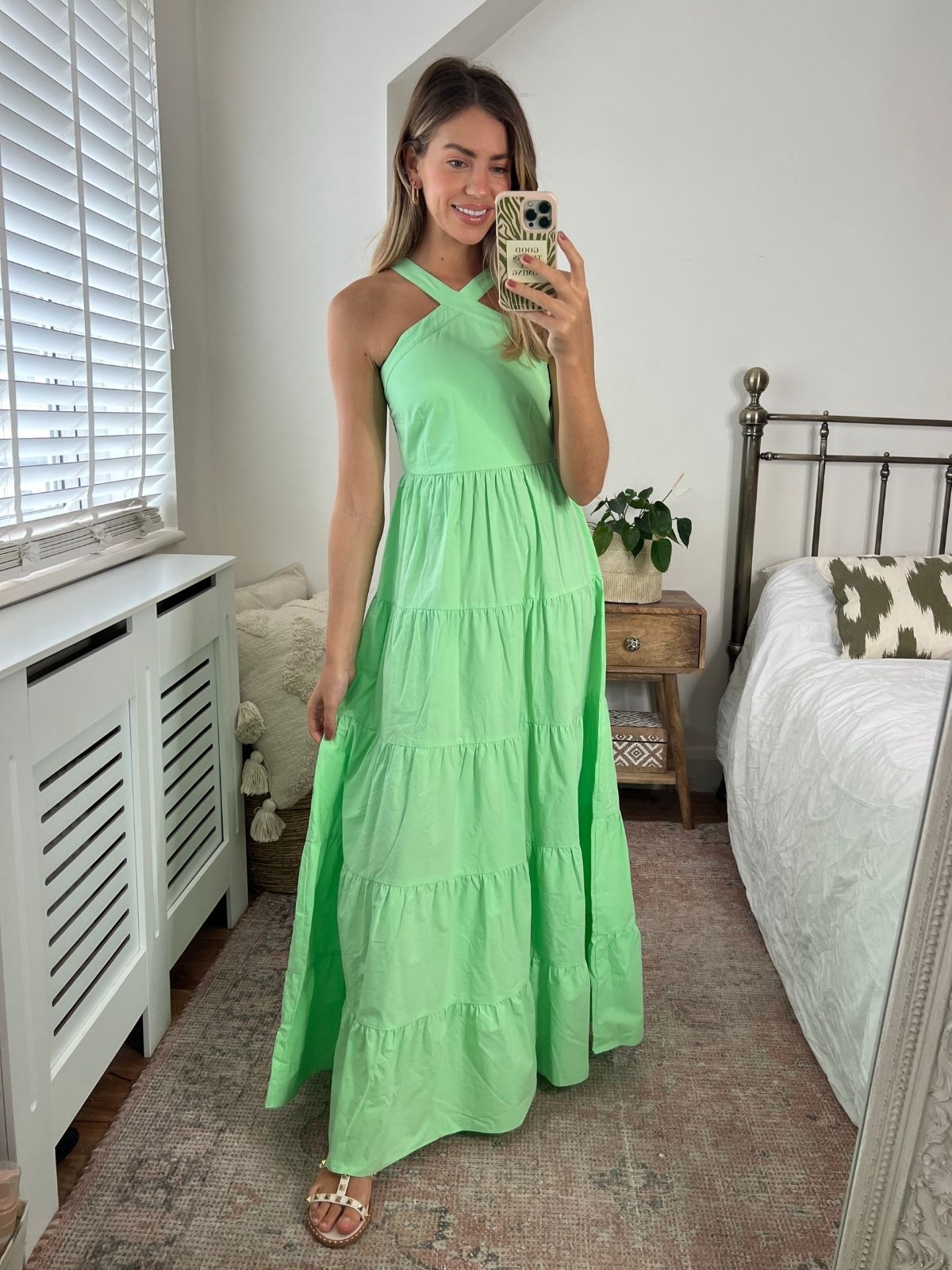 Immy Halter Tiered Dress / Lime