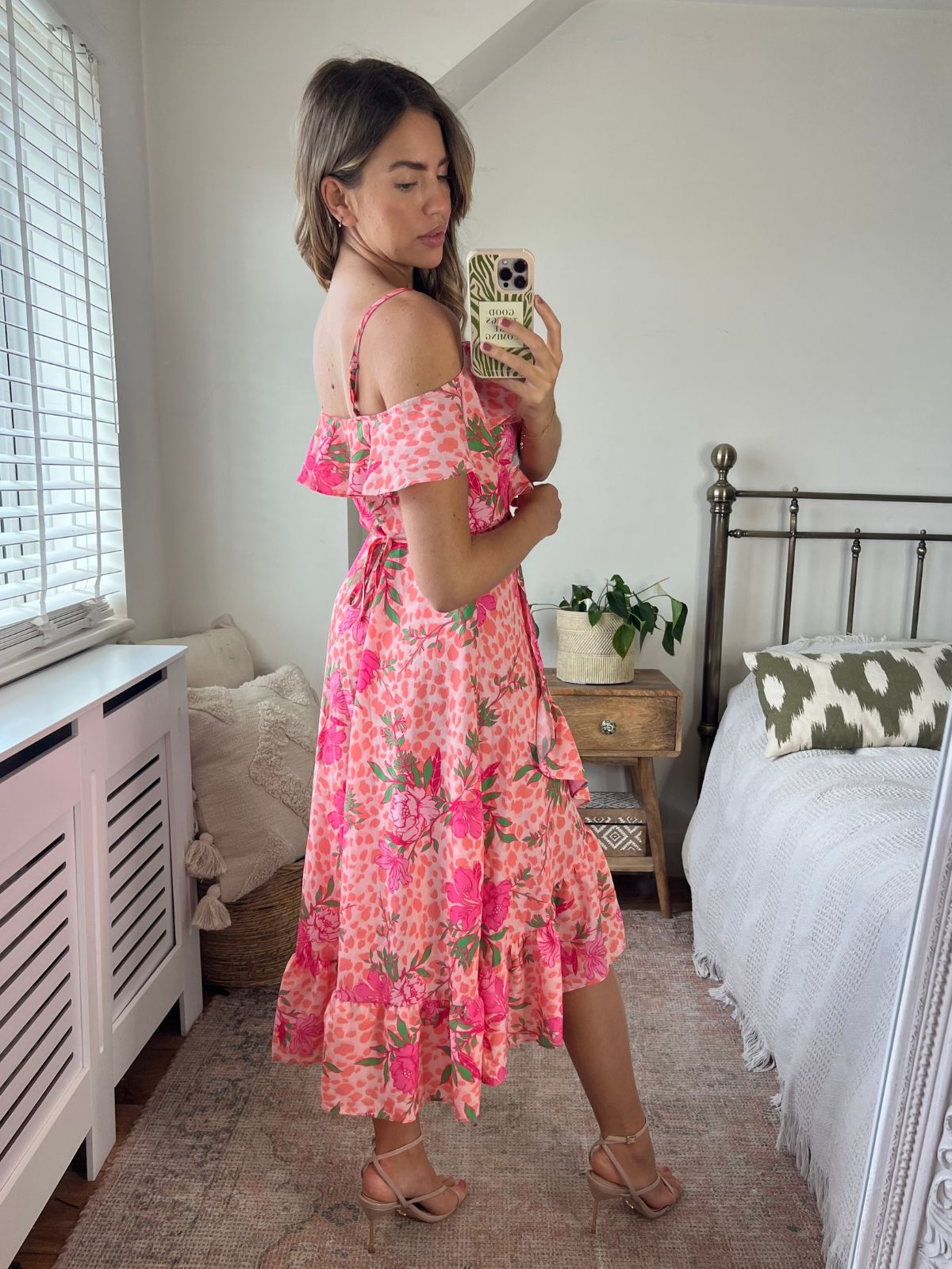 Floral Animal Cold Shoulder Midi dress