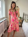 Floral Animal Cold Shoulder Midi dress