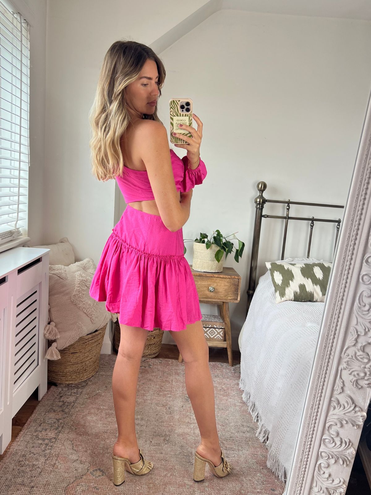 One Shoulder Pink Mini Dress