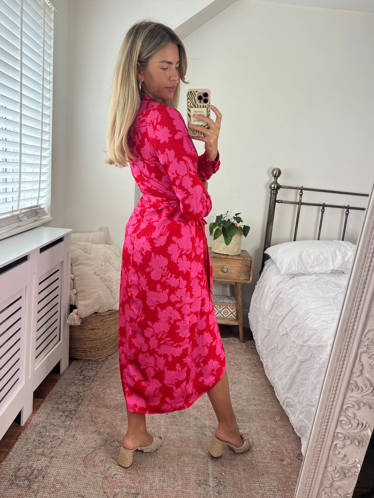 Pink and Red Wrap Dress