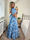 Blue Floral Cutout Dress