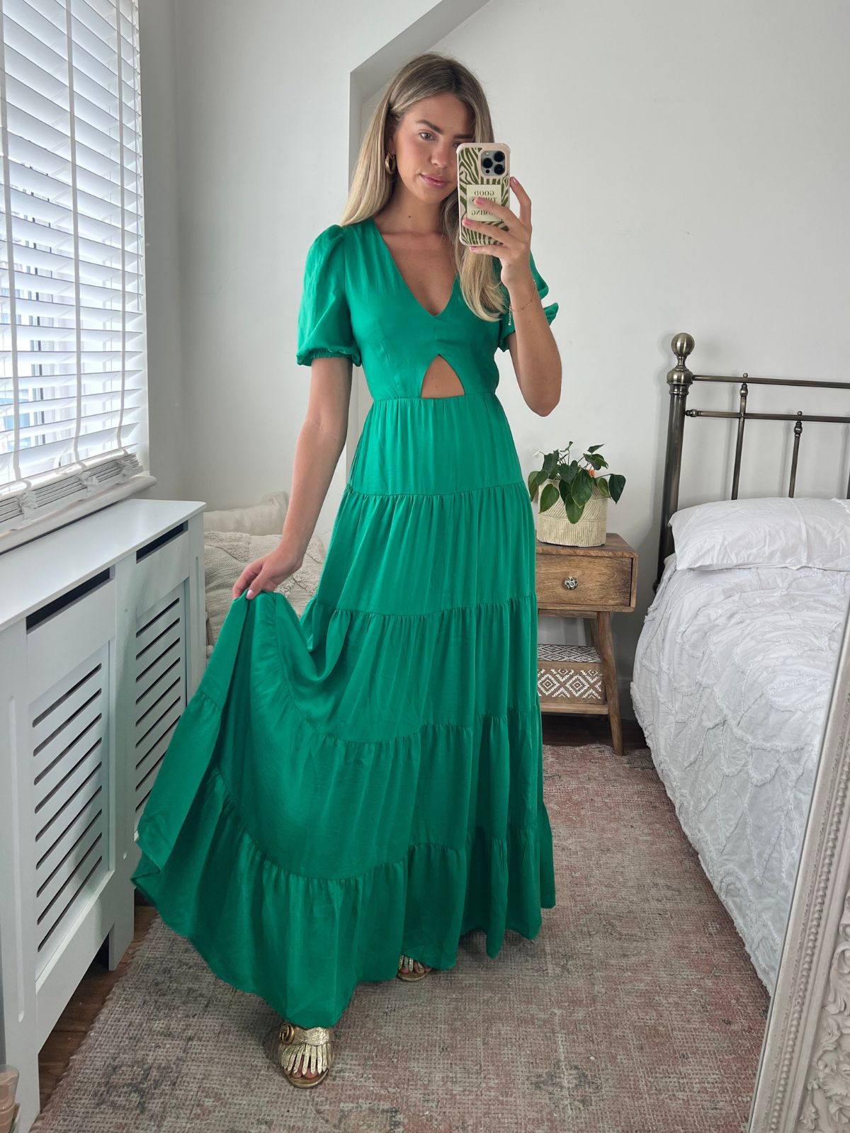 Green Cutout Maxi Dress