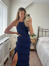Navy Halter Neck Dress