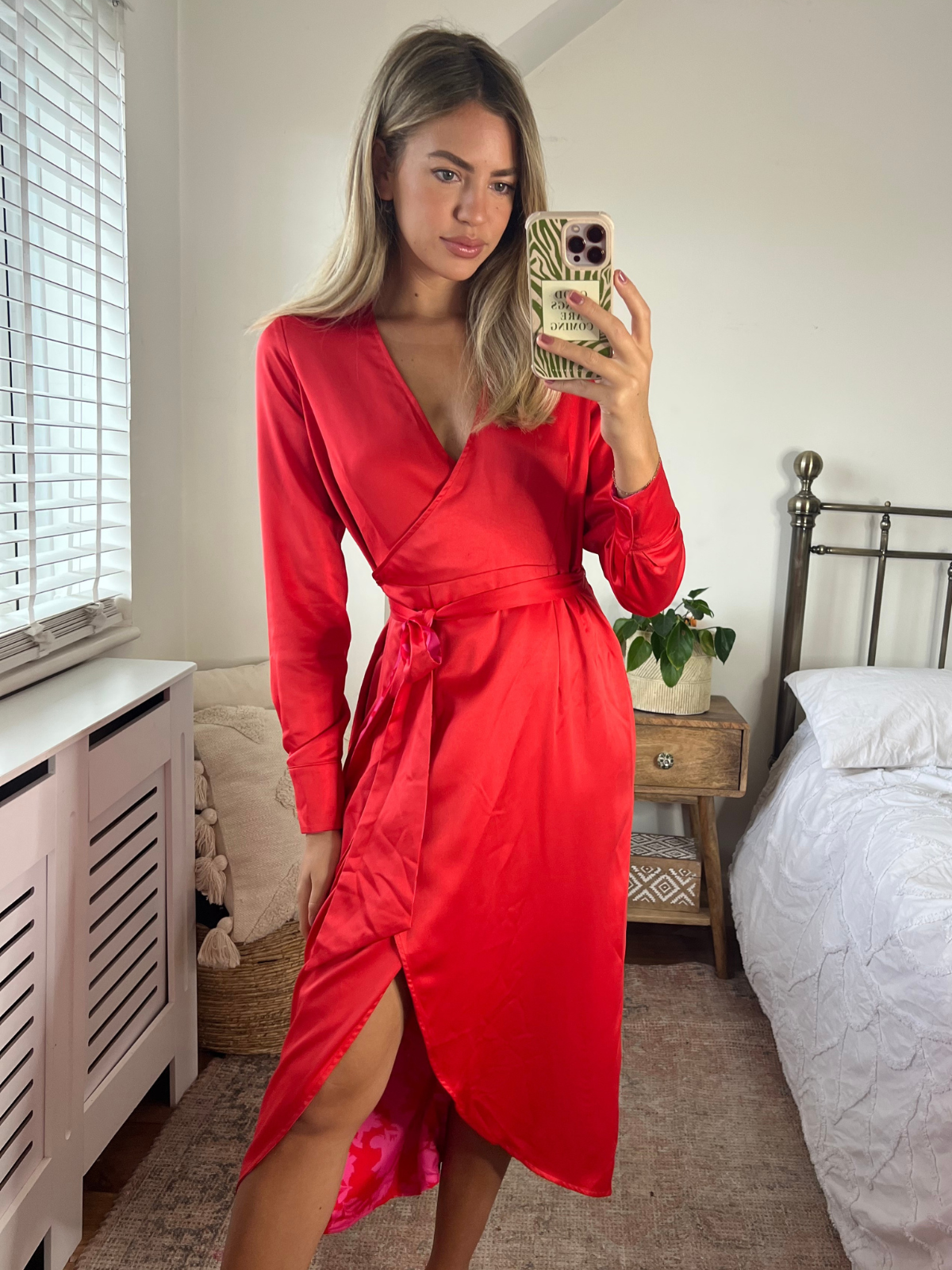 Pink and Red Wrap Dress