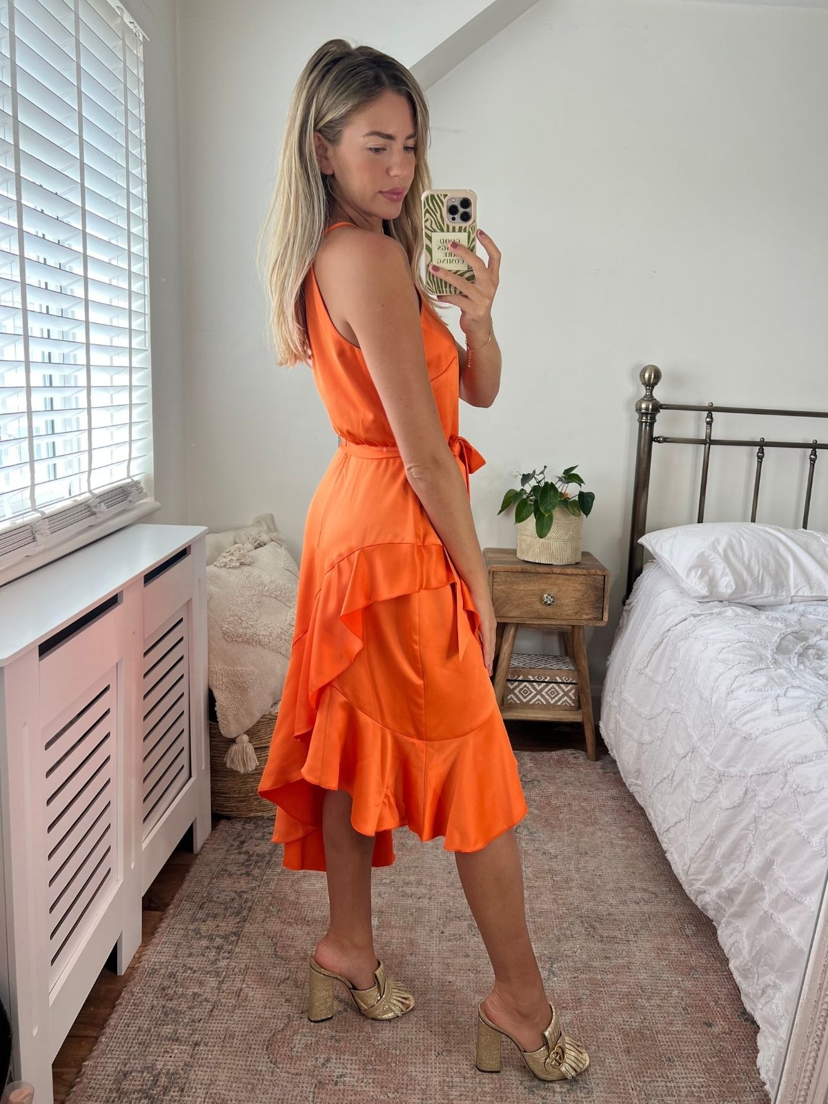 Orange Silk Halter Dress  Lara Column Dress – Style Cheat