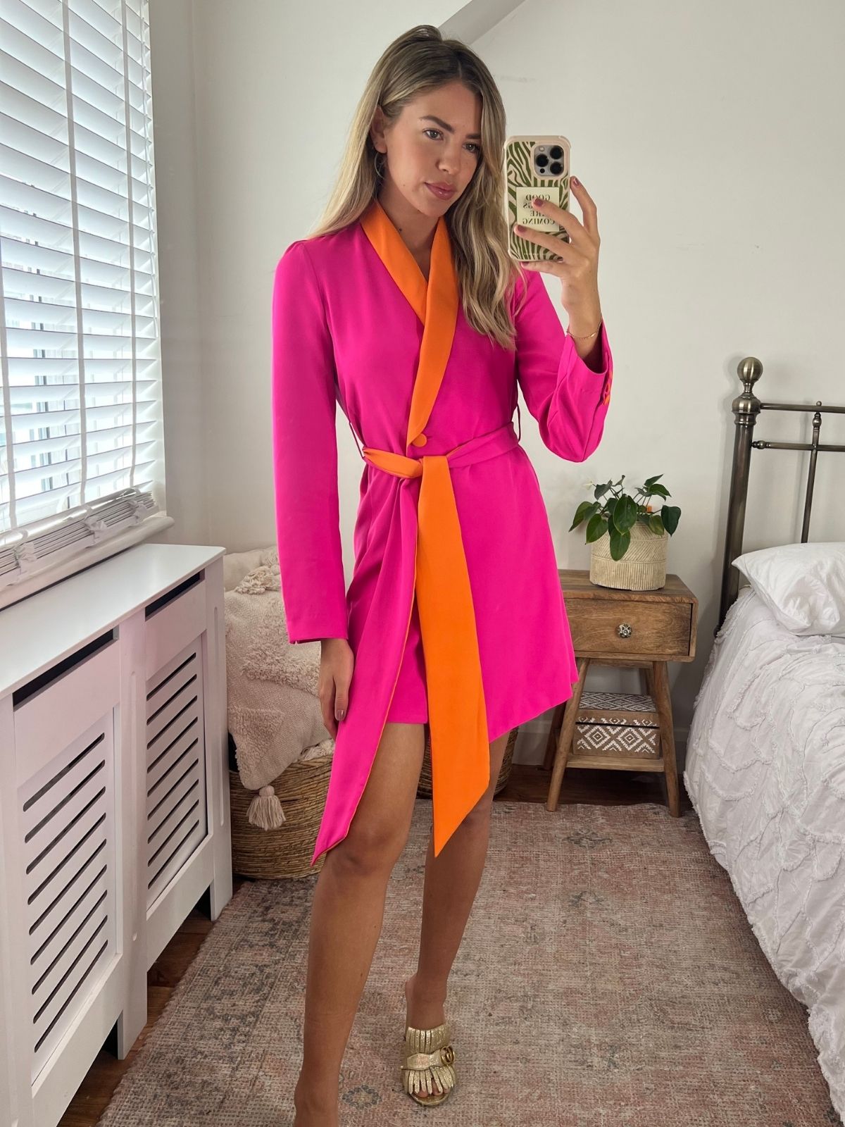 orange and pink blazer dress Pink and Orange Blazer Dress