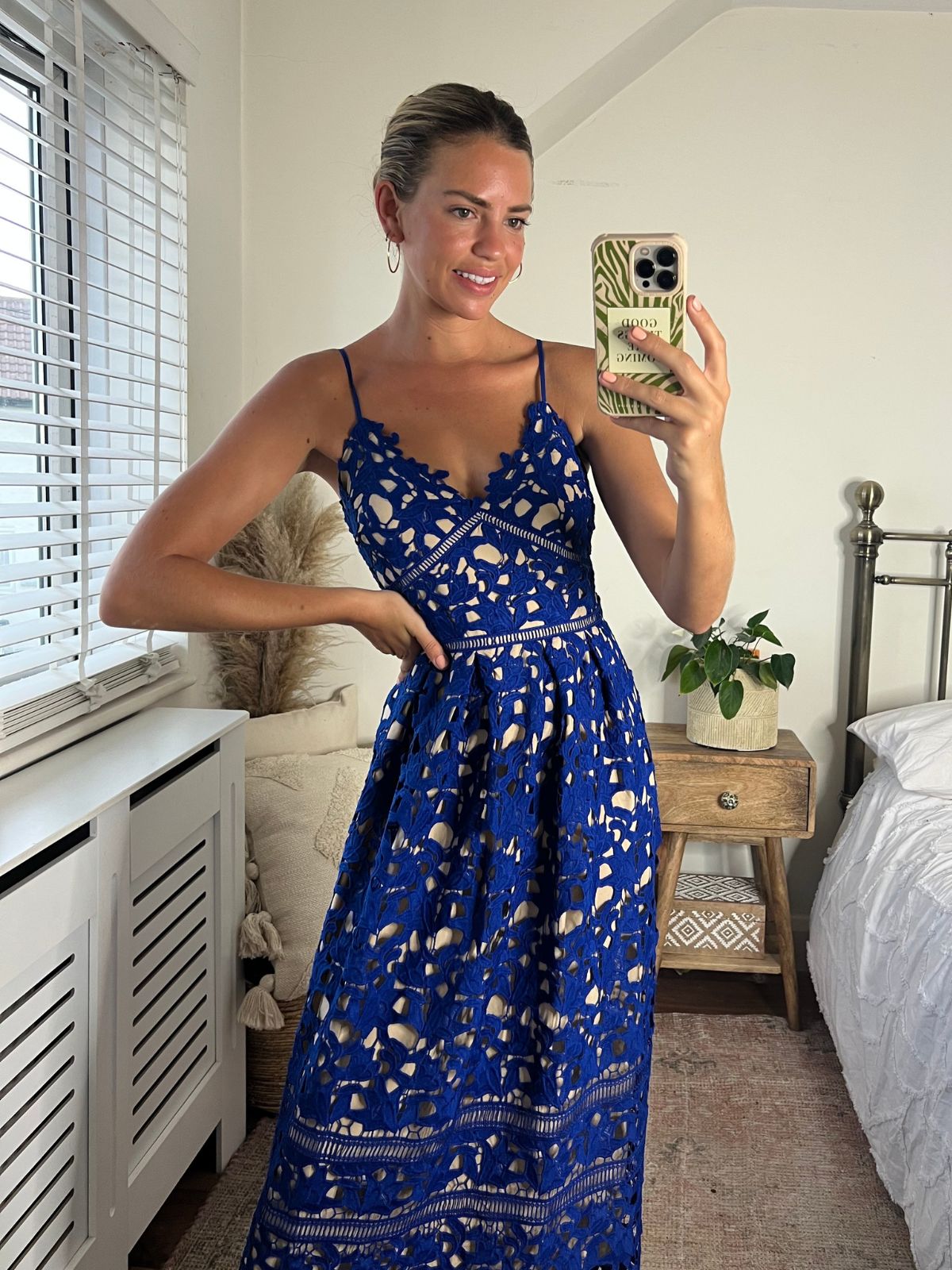 Blue Lace Midi Dress