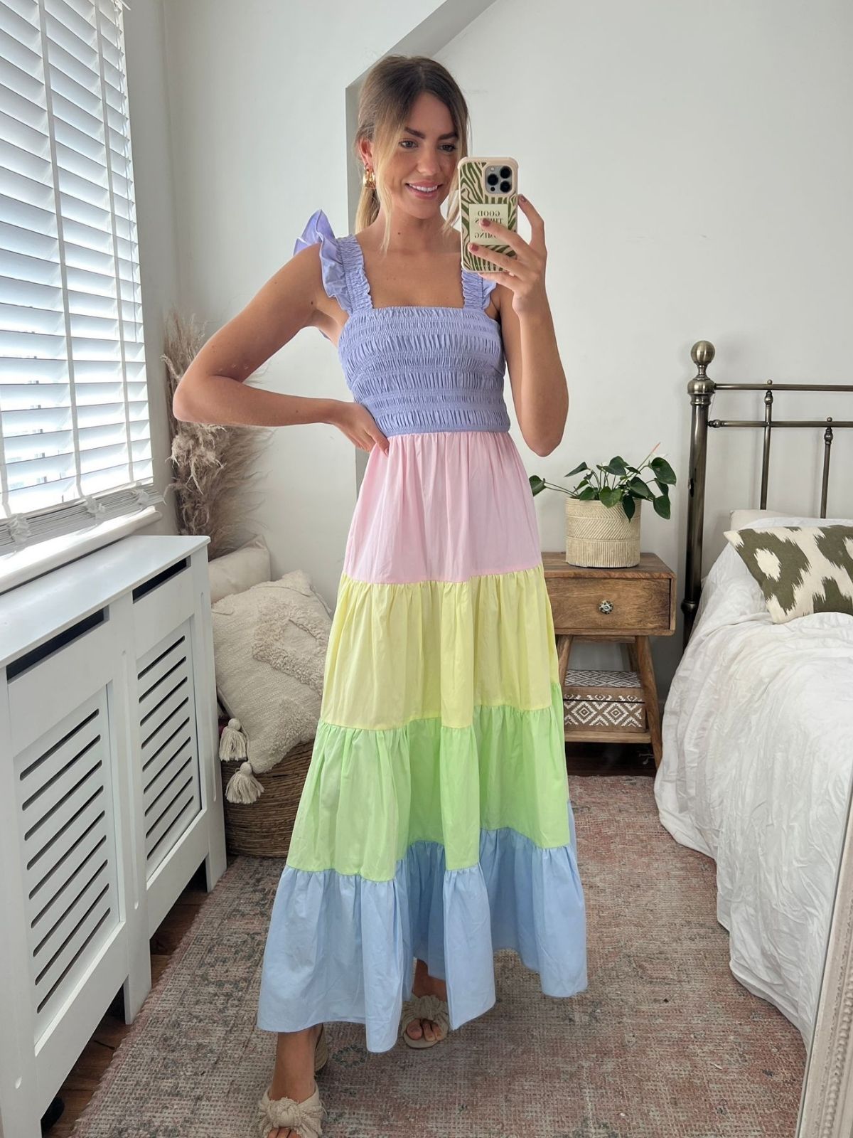 Eden Tiered Frill Dress / Pastel Colourblock