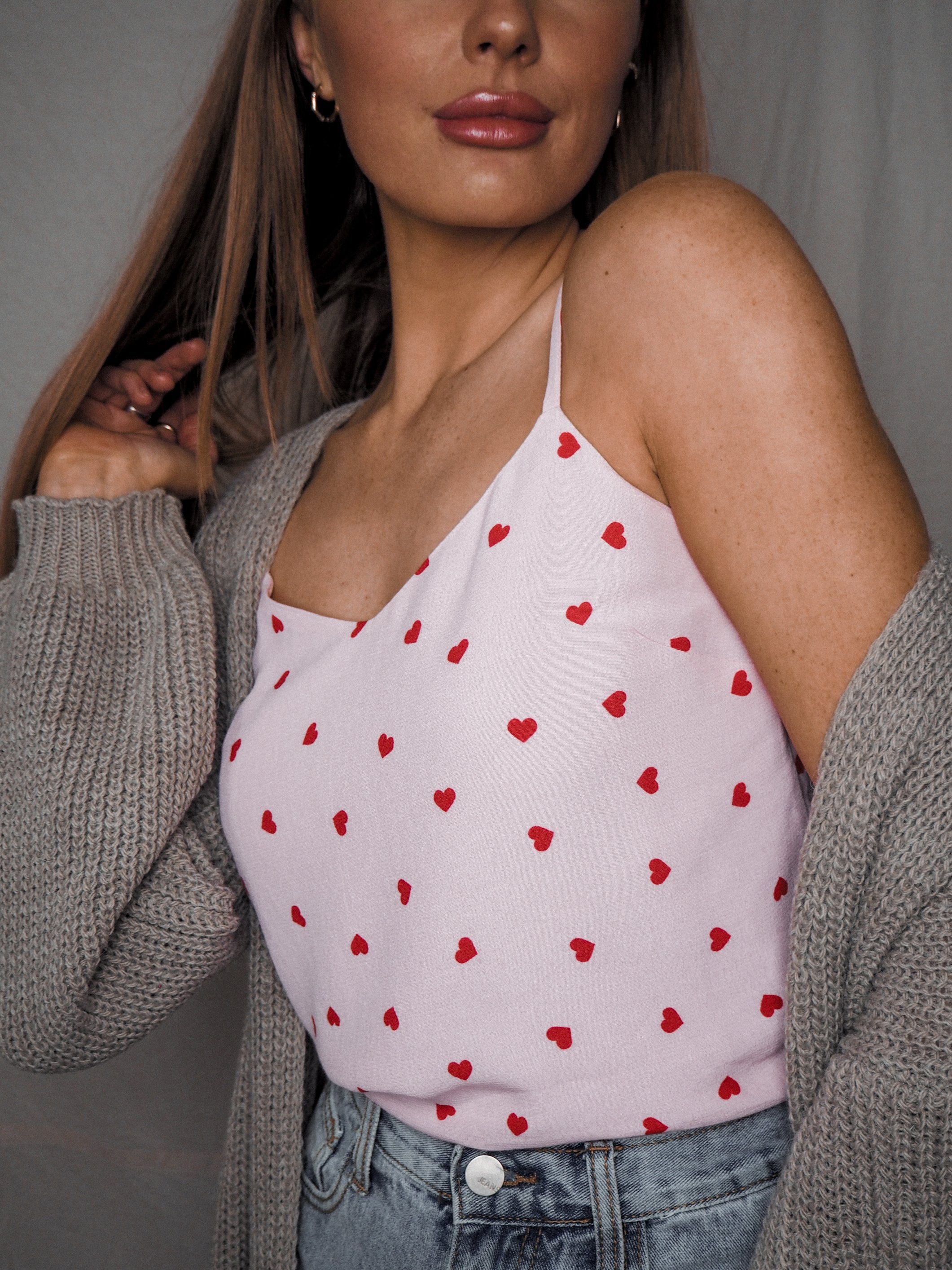 Heart Print Cami Top | Beau Pink and Red Heart Print Cami Top